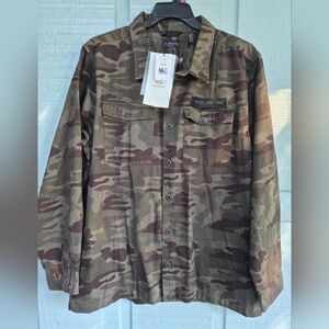 Men's Camo Shirt Jacket New With Tags XL Projek Raw Cotton Twill Long Sleeve